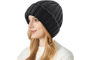 FORVEVO Winter Beanie Hats for Women, Thermal Slouchy Elasticity Knitted Fleece Lining Beanie