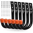 Serplex Heavy Duty Garage Hooks For Hanging,6Pcs Metal Utility Hooks Garage Wall Storage Hooks,Ladder Hooks,Wall Mount J Utility Hooks With Wall Anchors & Screws,Metal Hooks For Garage,Garden - Black