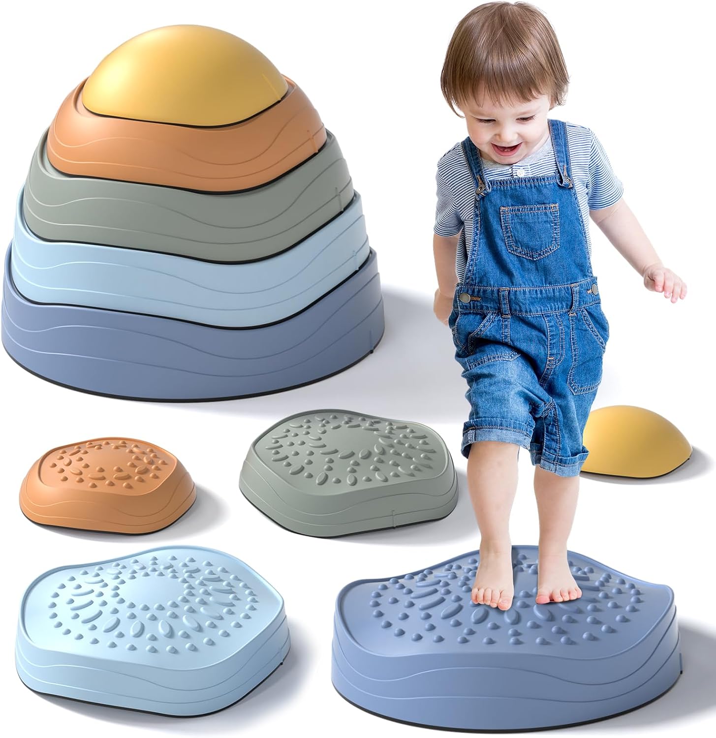 Lehoo Castle Piedras de Equilibrio para Niños,6 pcs Antideslizante Piedras de Paso para Niños, Juego de Equilibrio Exterior, Desarrollo Sensorial y Coordinación, Curso de Obstáculos