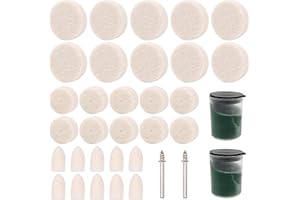 Attuslla 34 PCS Felt Polishing Buffing Wheels with Shaft, Polishing Bits Kit Polishing Buffing Wheels Wool Felt Mandrel Mounted Grinding Polishing for Dremel Rotary Tool