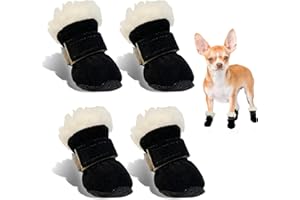 TIANLUD Hundeschuhe Pfotenschutz Winter, 4pcs Schneestiefel Hunde, HundeSchuhe Anti Rutsch, rutschfest und Warm, Geeignet für Kleine und Mittelgroße Hunde für Outdoor-Aktivitäten im Winter, Waschbar (M)