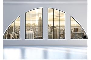 Runa Art Papier peint intissé 396 x 280 cm Fenêtre de New York | Toison Décoration Murale Salon Chambre á Coucherr | Fabrication Allemande | blanc Beige 9171012a