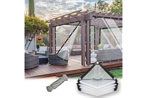 SDLLG Plane transparent Trennvorhänge mit ösen wasserdichte 3x4m Abdeckplane aus PE 0,12mm Klar Regenschutzplane Windschutz Gewächshaus für Pavillons/Pergola/Balkone/Gärten/Garage/Vorbau