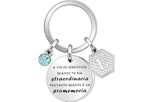 COAGURMES Ispirativo regalo portachiavi, argento A-Z 26 lettera iniziale ciondolo portachiavi a volte dimenticati quanto tu sia straordinaria pertanto questo è un promemoria Per Figlia Sorella Amici Mamma