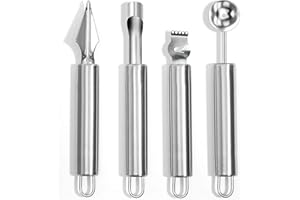 HJFH Kugelausstecher Apfelausstecher 4Stk Edelstahl Apfelentkerner Obst Werkzeug Set für Verschiedene Früchte (Silber)