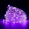 Jsdoin Fairy Lights, 2 PCS 50 LED Battery Operated String Lights Copper Wire Light for Indoor Outdoor Lighting, Bedroom, Wedding Decor, Party, Christmas, Tree Decoration(5M/16ft，Purple)