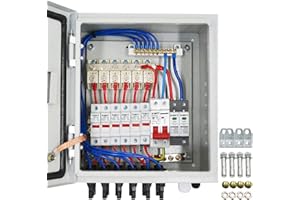 GTYORUS 6-saitige PV-Kombinationsbox & 63 A Leitungsschutzschalter für Solarpanel-Gitter und netzunabhängiges Solarstromsystem,Solar-Anschlusskasten für Solarpanel System