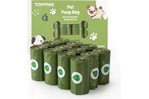 Topfree, Bolsas Caca Perro, 12 Rollos, 180 unidades, Extra Grueso, A Prueba de Fugas, Bolsitas para Excrementos, Accesorios Perro, Dog Poop Bag