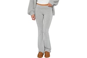 LSFYSZD Women Fold Over Waistband Stretchy Yoga Pants Flared Pants Leggings Bell Bottoms