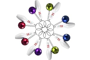 GOLDGE Mini Bowling Portachiavi - 8 Pezzi Bowling Pins e Sfera per Compleanno Bambini, Sport Souvenir, Giocattoli Regalo