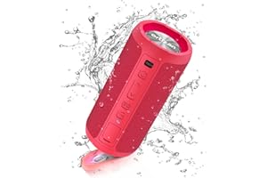 Ortizan Altavoz Bluetooth Potente Portatil X10P Rojo con Luz LED de Color Hay Volumen Alto y Graves Potentes, Apoya Reproducción de Música 30H, Bluetooth 5.3 y IPX7 Impermeable