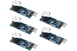 Jopto 5 st DC 3,3-5 V aktiv lågnivå avtryckare Buzzer alarm ljudmodul 3-stiftskontroll kompatibel med Arduino
