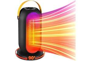 ROEJUYY Portable Space Heater, Fan Heaters for Home Low Energy Silent, 600W / 1200W PTC Electric Heater with Tip-Over and Overheat Protection, 3 Adjustable Modes & Thermostat, Suitable for Office Home Dorm