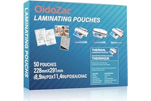 OidoZac A4 Laminator Machine, 9 Inch Compact Letter Size Laminating Maker for Small Desktop, Never Jam Thermal Laminating Machine A4/A5/A6 Personal Hot & Cold Laminator for HOM (Transparent 50pcs)