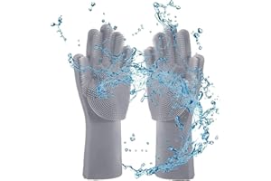 Louis Donné Spülhandschuhe, Wiederverwendbare Haushaltshandschuhe Silikon-Spülhandschuhe, Geschirrspülhandschuhe mit Schrubber, Haushalts-Küchenhandschuhe, Tierpflegehandschuhe Küchenhandschuhe