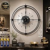 MetaQuartz Aksesuar B&uuml;y&uuml;k Boy Siyah Deluxe Şeffaf Cam Iskandinav (&Ccedil;İFT&Ccedil;EMBER CAMLI) modern Dekoratif Camlı Duvar Saati Siyah 