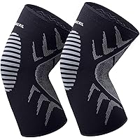 OMERIL Knee Supports, 2 Pack Breathable Knee Compression Sleeves for Men & Women, Knee Support Braces for Running, CrossFit, Basketball, Weightlifting, Gym, Workout, Sports Knee Joint Pain Prevention