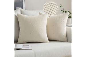 MIULEE Fundas Cojines de Sofá Funda de Almohada de Pana Cojin Rectangular Moderno Color Solido Decoracion para Habitacion Dormitorio Oficina Silla Cama Salón Terraza 2 Piezas Beige 40x40cm