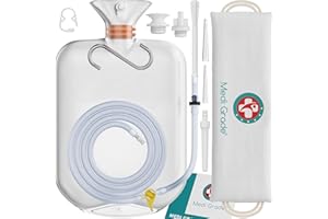 Medi Grade Enema Kit for Adults, 2 litres - Transparent, Hands-Free Colonic Irrigation Home Kit with One-Way Valve - Perfect for Coffee & Colon Cleanse