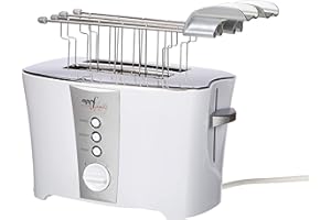Melchioni Family 118310008 Tostadora TOSTO con Pinzas para Tostar, Expulsión Automática, 2 Ranuras, 7 Niveles de Tostado, Función Descongelación, Potencia 600W, 600 W, Plastica, Blanco