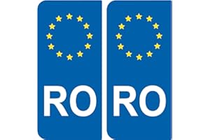 SAFIRMES Pegatinas para matrícula de con código de país RO- Rumanía – Juego de 2 unidades