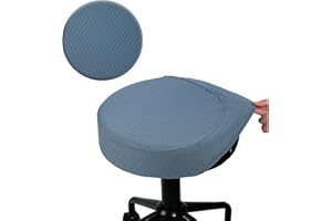 BUYUE Barhocker Hussen, Luxus Stoff Durchmesser 35-40cmRunde Knitter-resistente Dehnbare waschbar staubdicht Hocker Sitzbezug, M-himmelblau-1 Stück