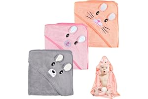 cozczyeqco 3Pcs Toalla Bebe Recien Nacido Capa De Baño 80x80cm Toalla De Baño con Capucha para Bebé, Toalla De Baño De Bambú Orgánico Lavable A Máquina, Toallas De Baño para Niños-A (B)