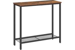 ‎HOOBRO HOOBRO Schmal Konsolentisch mit den Ablageregalen, 75 x 24 x 75 cm Beistelltisch, Flurtisch, Ausstellungstisch, Sofatisch, für Eingang, Flur, Vintagebraun-Schwarz EBF74XG01
