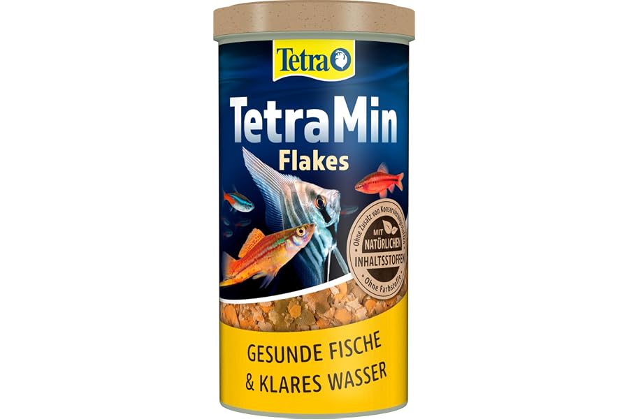 TetraMin Flakes - Fischfutter in Flockenform für alle Zierfische, 1 L Dose | Ausgewogene Mischung | für gesunde Fische | klares Wasser