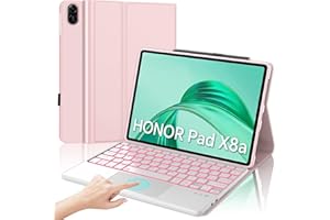 IVEOPPE Tastiera Honor Pad X8a 2024 con Touchpad, Honor Pad X8a Cover con Tastiera, Custodia Tastiera Trackpad Italiano Retroilluminata Bluetooth Honor Pad X8a 11", Rosa