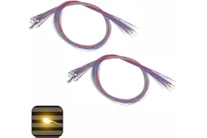 ZZHOB 50PCS Pre-Wired 0805 SMD LEDs(Light Mode: Flashing Yellow Light) Micro LED Light Emitting Diode + Connector & Battery Holder