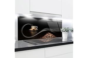 HITGLASS Paraspruzzi in vetro temperato resistente al calore decorativo – 125 x 50 cm – spessore 4 mm – perfetto dietro fornelli a gas, ceramica e induzione – facile da pulire e appendere