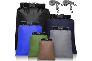 Shappy Ensemble de Sacs Séchés Étanches 15 L + 8 L + 5 L + 4 L + 3 L + 2 L Sacs Légers et 2 Longues Bandoulières Réglables pour Kayak, Rafting, Navigation de Plaisance, Randonnée, Camping