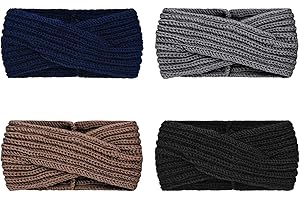 DRESHOW 4 Piezas Diadema Mujer Invierno Diadema Cabeza Anchas Cabello Turbante Banda Accesorio Pelo para Mujer