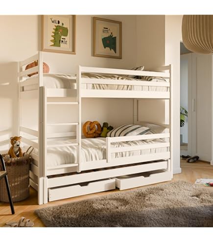 Lit Mezzanine, Pour Enfant, Superposé, En Pin Massif, Bords