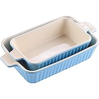 MALACASA, Series Bake, Rectangular Baking Dish Set of 2 (6"/7"), Oven to Table Baking Dish with Ceramic Handles Ideal for Las