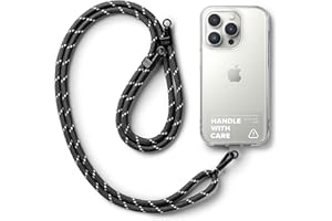 Ringke Holder Link Strap Cordon Bandoulière Téléphone Portable avec Étiquette Transparente en TPU Cordon Accessoires Réglable en Corde de Polyester Étui Téléphone - Black & White