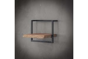 ‎FAMLIGHTS Ringo-Living Vintage Wandregal Holz mit Metall, Deko Holzregal Industrial Regal, Tv Wandregal hängend, Wanddeko Wohnzimmer, Schlafzimmer, Esszimmer, Bücherregal Wand für Bücher, Bilder, Deko