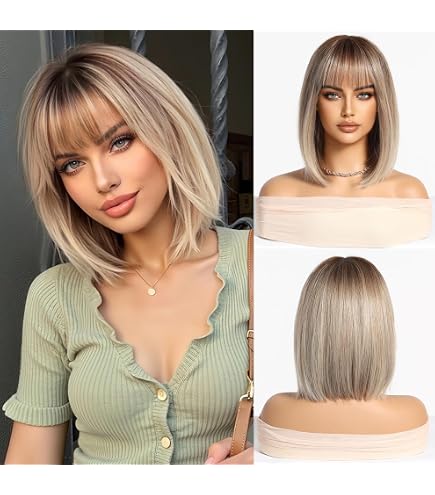 Perruque Synthétique Courte ELISA - Blond Doré Méché Très Clair, Taille Moyenne, Neuf Avec étiquettes