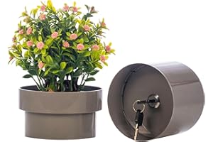 Castell Deco - Cassaforte camuffata a forma di vaso di fiori, piccola cassaforte con chiave, 4 colori. Nascondiglio segreto (grigio)