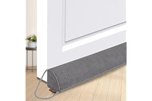 MAGZO Draft Excluder for Doors 90 cm, Under Triangular Draught Excluder Cushion Dust Blocker With Hook Loops, Grey