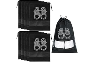 Welsberg 10 Sztuk Toreb Podróżnych na Buty - Wodoodporny Organizer Do Przechowywania Ze Sznurkiem i Przezroczystym Otworem, Worków na buty Dla Butów Męskich i Damskich, Trampek, Mokasynów