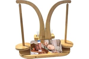 Nexum Wollabwickler Magnetisch, Wollhalter Holz mit Strickzubehör Organizer, Doppel Garnballhalter Ständer für Häkelliebhaber (Naturholzfarbe)