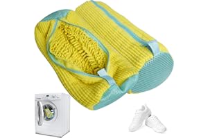Dufuso Schuhwaschbeutel Waschmaschine 2 Stück, Schuhbeutel Waschmaschine Multi Schutz Wiederverwendbarer Schuhwaschbeutel für alle Schuharten und Größen-Gelb