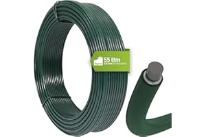 Fepro® Spanndraht 3,8 mm x 55 m, grün, verzinkt und kunststoffbeschichtet - witterungsbeständig, ideal für Maschendraht, Wildzaun, Garten oder basteln