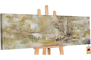 YS-Art Gemälde Handgemalt “Entspannung“ | Acrylbilder auf Leinwand Wohndecor | Wand Gemälde mit Rahmen | Acrylbild XXL Groß Schlafzimmer Wohnzimmer Küche Kinderzimmer Büro Ölbild