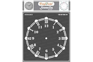 CrafTreat Reusable Wall Clock Stencils for Painting on Wood, Canvas, Paper, Fabric, Floor, Wall and Tile - Wall Clock - 12x12 Inch - DIY Art and Craft Stencils - Clock Face Stencil