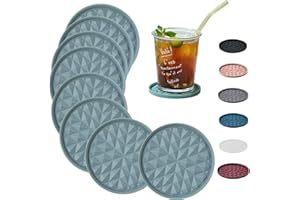 Wingcases Silicone Coasters for Drinks[8 Pack, No Holder]- Cup Mat for Tabletop Protection-Non-Slip, Non-Stick, Coffee Table Decor, Great Gift for Any Occasion, Light Blue