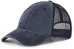Zylioo Czapka XXL Vintage Trucker Cap na dużą głowę, sprana czapka do biegania, rozmiar 60-65 cm, letnia czapka z daszkiem