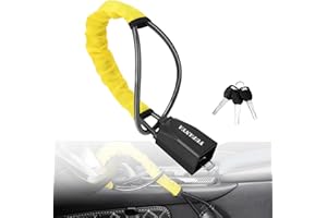 YUFANYA Steering Wheel Lock Seat Belt Lock,Anti Theft Car Security Device Car Lock Car Theft Prevention with 2 Keys,Universal Locks for Car Trucks SUV Van…, Light Yellow (YF102801)